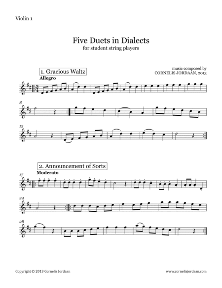 Five Duets in Dialects, for 2 violins