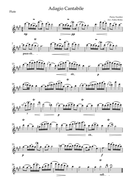 Adagio Cantabile (P. Nardini) for Flute Solo