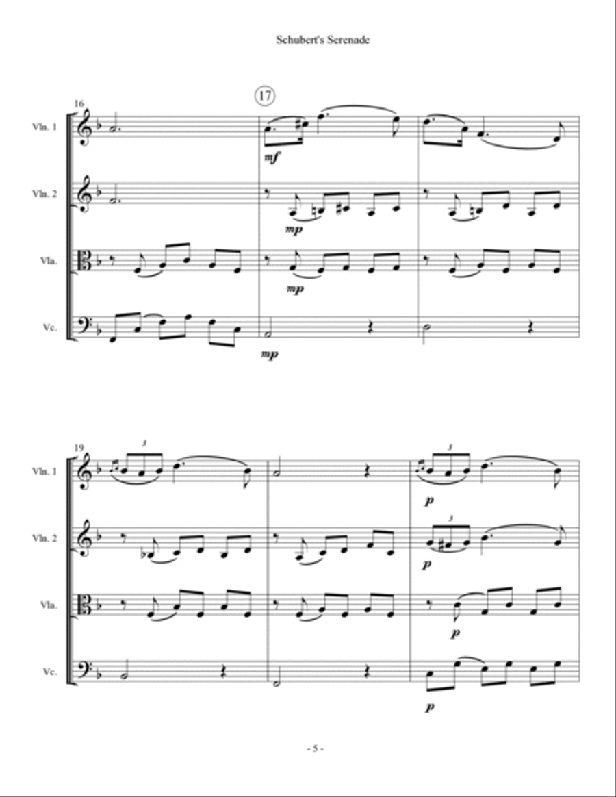Schubert's Serenade - String Quartet String Quartet scores gallery preview page 5