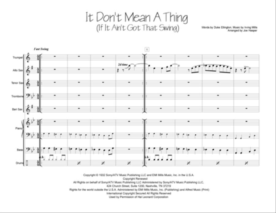 It Don't Mean A Thing (If It Ain't Got That Swing) Jazz Ensemble scores gallery preview page 3