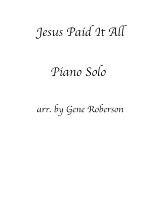 Jesus Paid it All Piano Solo