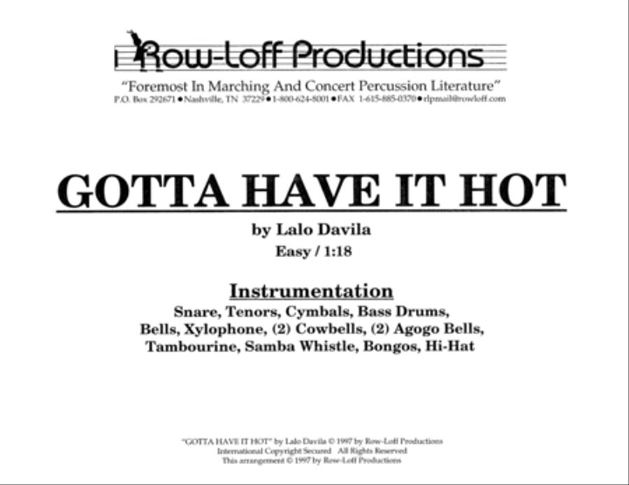 Gotta Have It Hot w/Tutor Tracks Percussion Ensemble scores gallery preview page 2