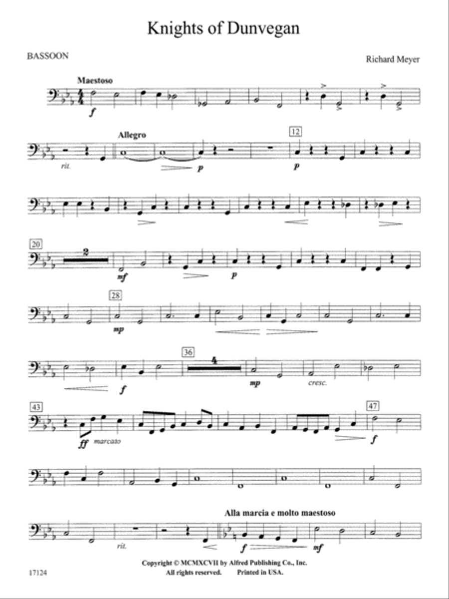 Knights of Dunvegan: Bassoon Concert Band scores gallery preview page 1