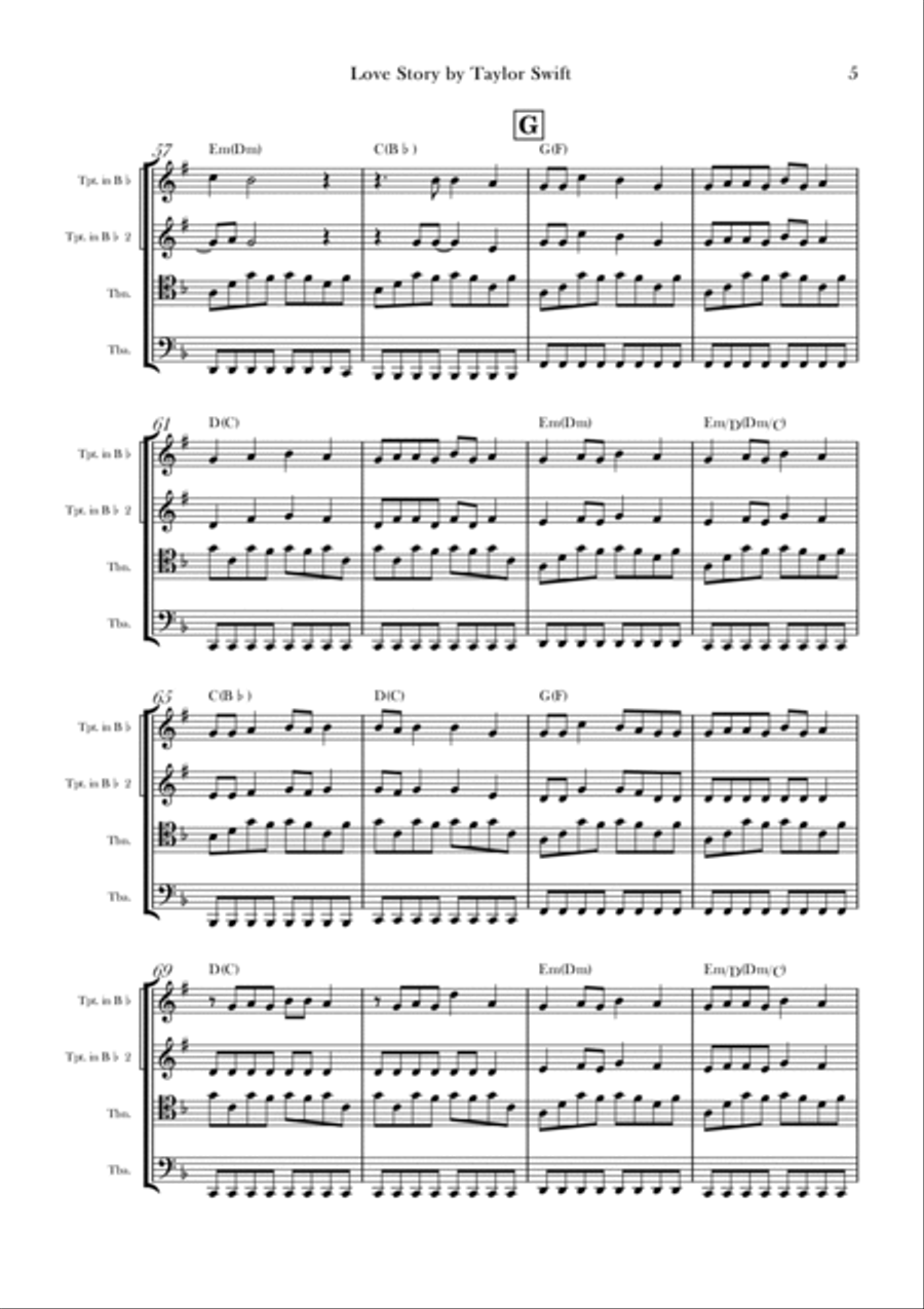 Love Story Love Story Brass Quartet scores gallery preview page 5