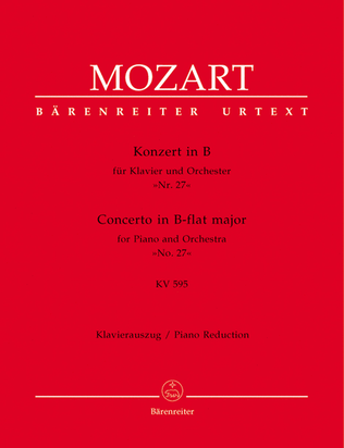Book cover for Concerto for Piano and Orchestra, No. 27 B flat major, KV 595