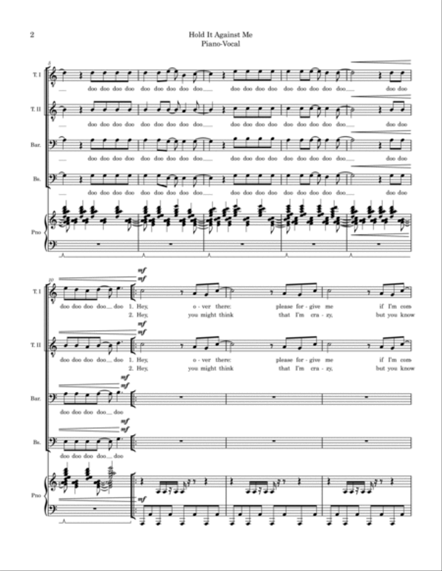 Hold It Against Me TTBB scores gallery preview page 2