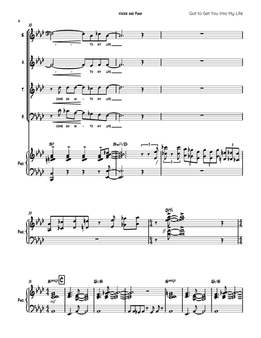 Got To Get You Into My Life 4-Part scores gallery preview page 4