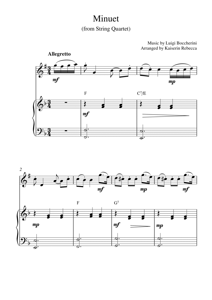 Minuet (from String Quartet) (for clarinet in B flat solo and piano accompaniment) Minuet (from String Quartet) (for clarinet in B flat solo and piano accompaniment) B-Flat Clarinet scores gallery preview page 1