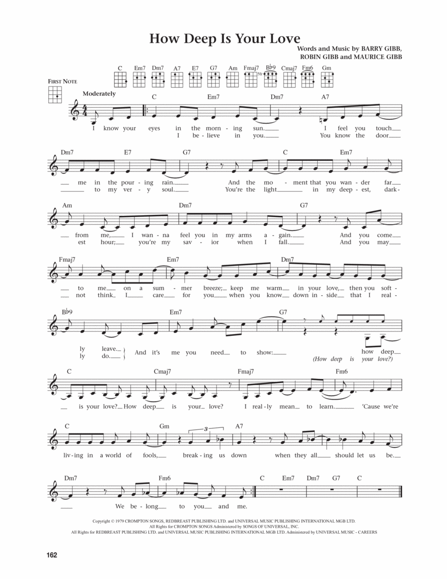 How Deep Is Your Love (from The Daily Ukulele) (arr. Jim Beloff) Ukulele scores gallery preview page 1