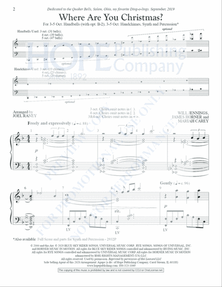 Where Are You Christmas? Where Are You Christmas? Handbell Choir scores gallery preview page 3