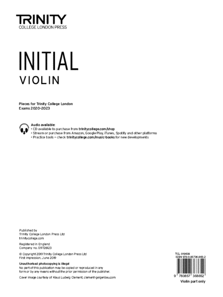 Violin Exam Pieces 2020-2023: Initial (part only)