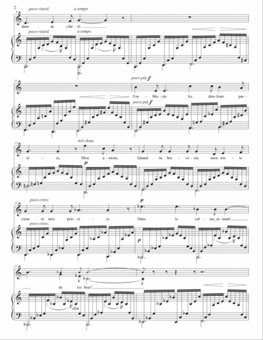 DUPARC: Chanson triste (transposed to C major, B major, and B-flat major) Voice scores gallery preview page 3