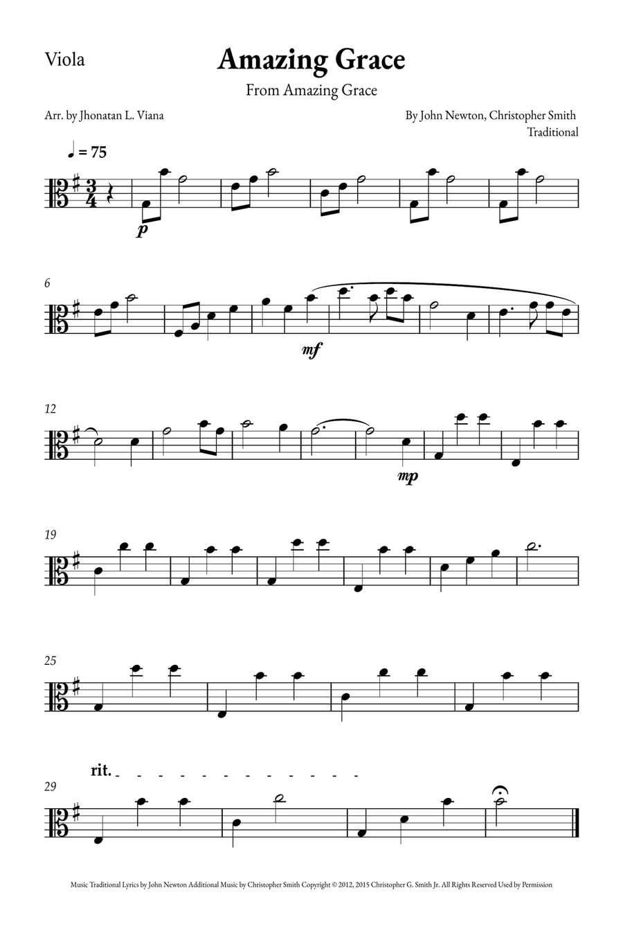 Amazing Grace String Quintet scores gallery preview page 6