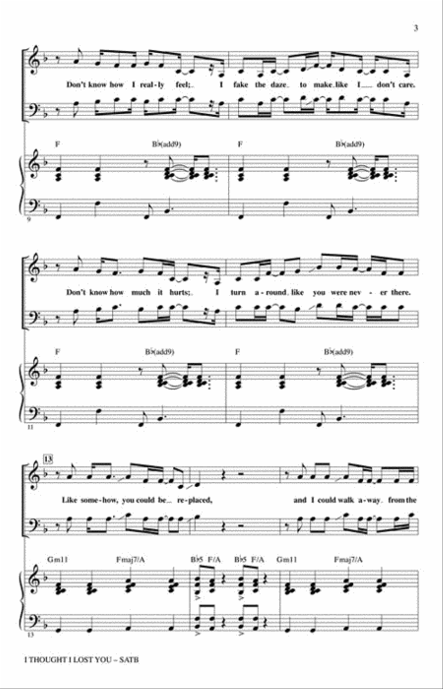 I Thought I Lost You Choir scores gallery preview page 3