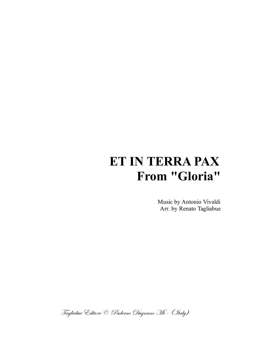 ET IN TERRA PAX - From "Gloria - RV 589 - Vivaldi" - Arr. for SATB Choir and Organ 3 staff image number null