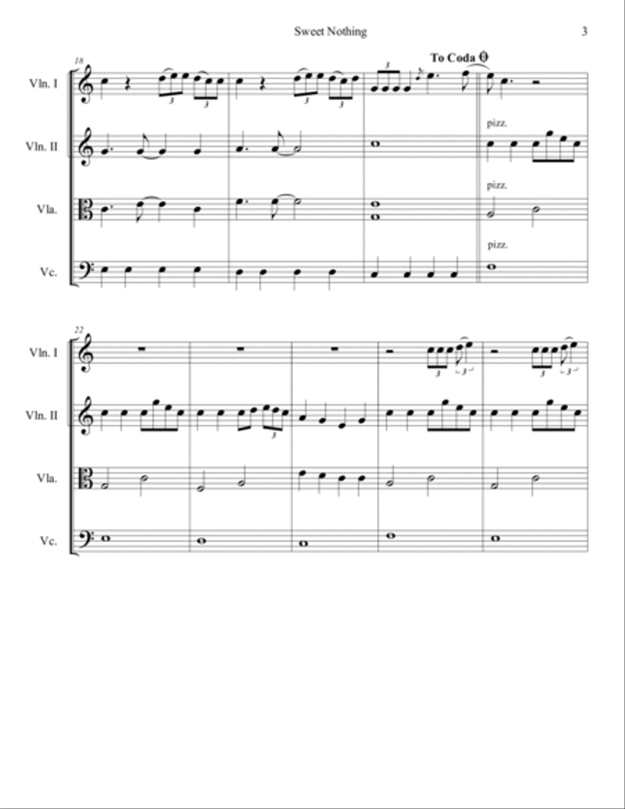 Sweet Nothing String Quartet scores gallery preview page 4