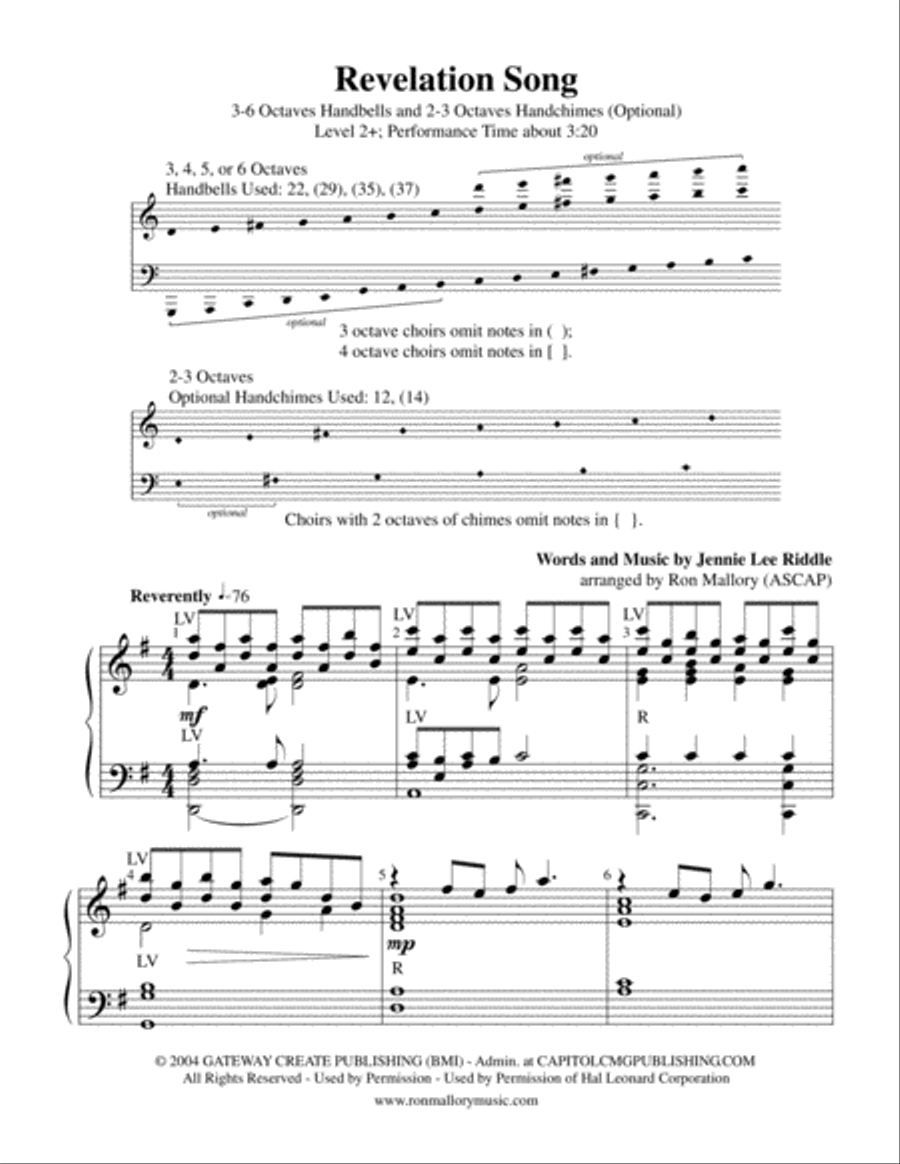 Revelation Song Handbell Choir scores gallery preview page 2