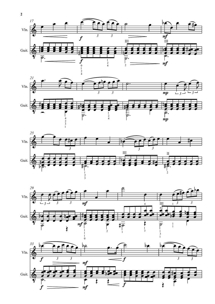 Fauré: Après un rêve (After a dream) arranged for violin and guitar String Duet scores gallery preview page 2