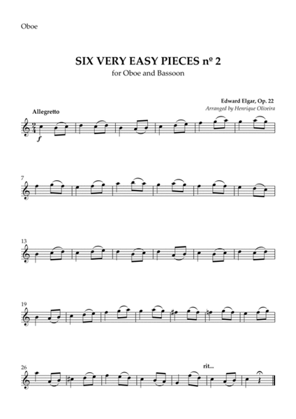 Six Very Easy Pieces nº 2 (Allegretto) - Oboe and Bassoon image number null