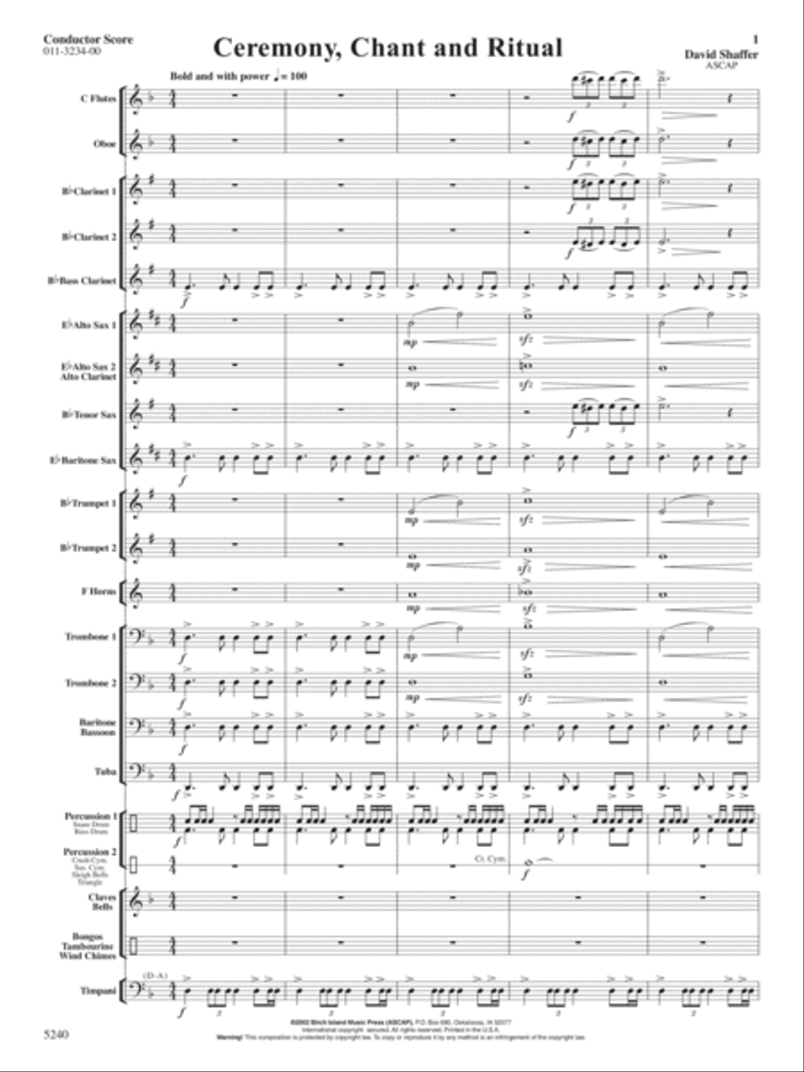 Ceremony, Chant and Ritual Concert Band scores gallery preview page 2