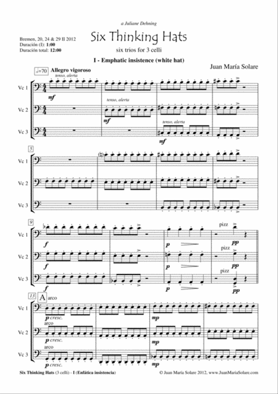 Six Thinking Hats [3 celli] String Trio scores gallery preview page 4