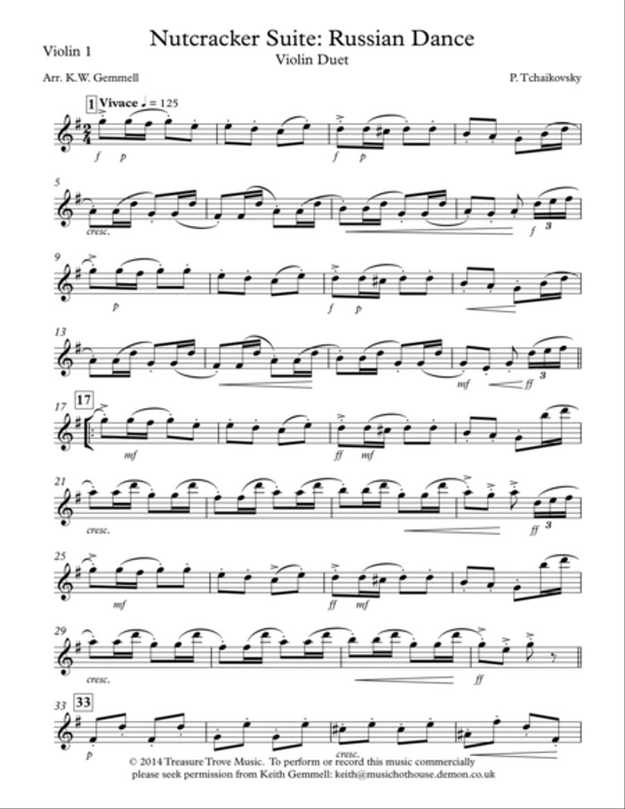 Nutcracker Suite: Russian Dance - Violin Duet String Duet scores gallery preview page 4