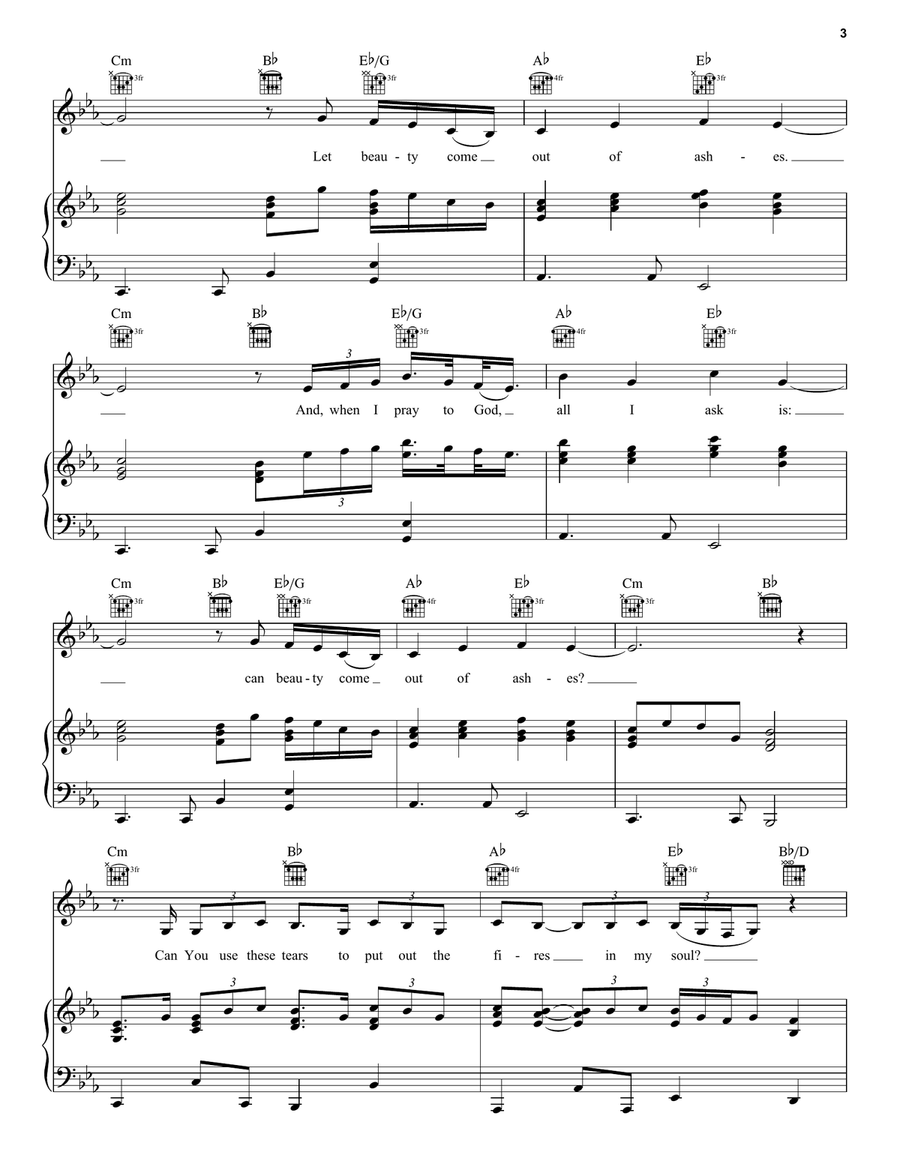 Ashes Piano, Vocal, Guitar scores gallery preview page 3