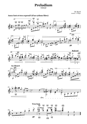Maurice Ravel - Prelude (1913), transcr. for guitar