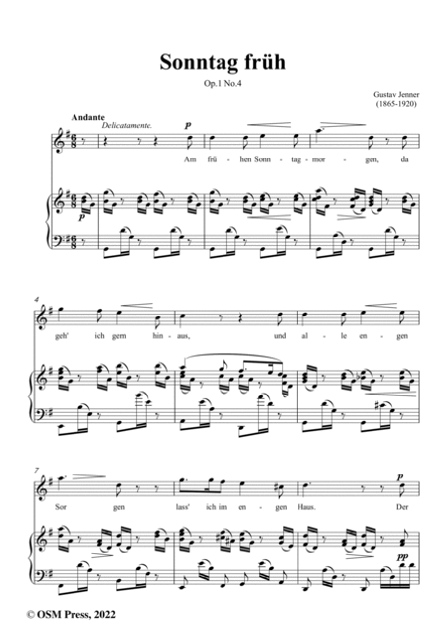 Jenner-Sonntag früh,in G Major,Op.1 No.4 Voice scores gallery preview page 2