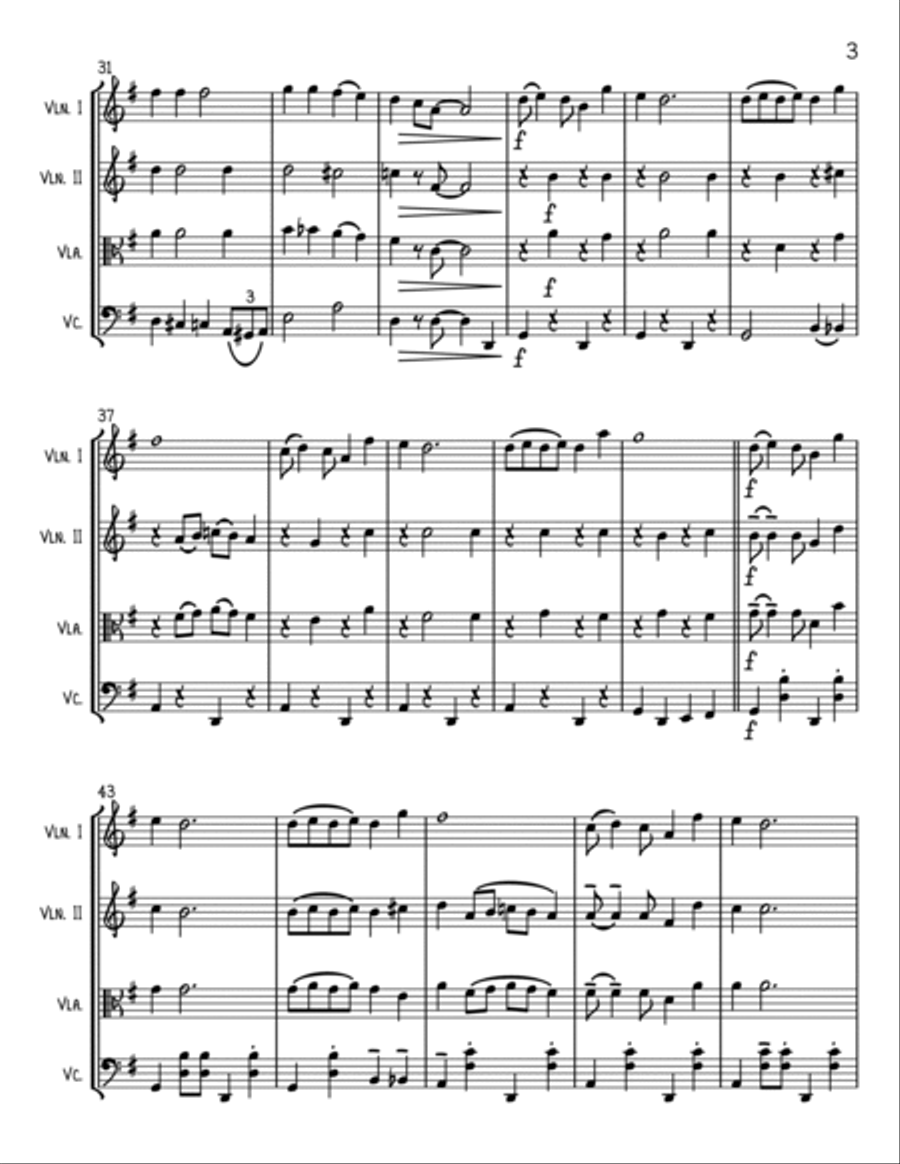 Rudolph The Red-nosed Reindeer String Quartet scores gallery preview page 3