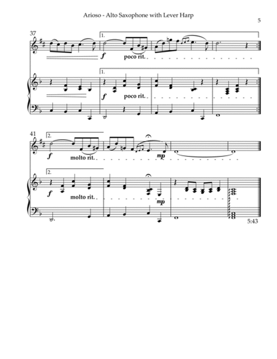 Arioso, Duet for Eb Alto Saxophone & Lever Harp image number null