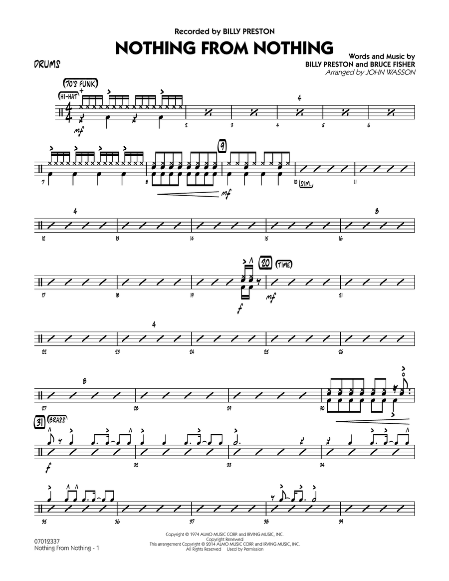 Nothing from Nothing - Drums Jazz Ensemble scores gallery preview page 1