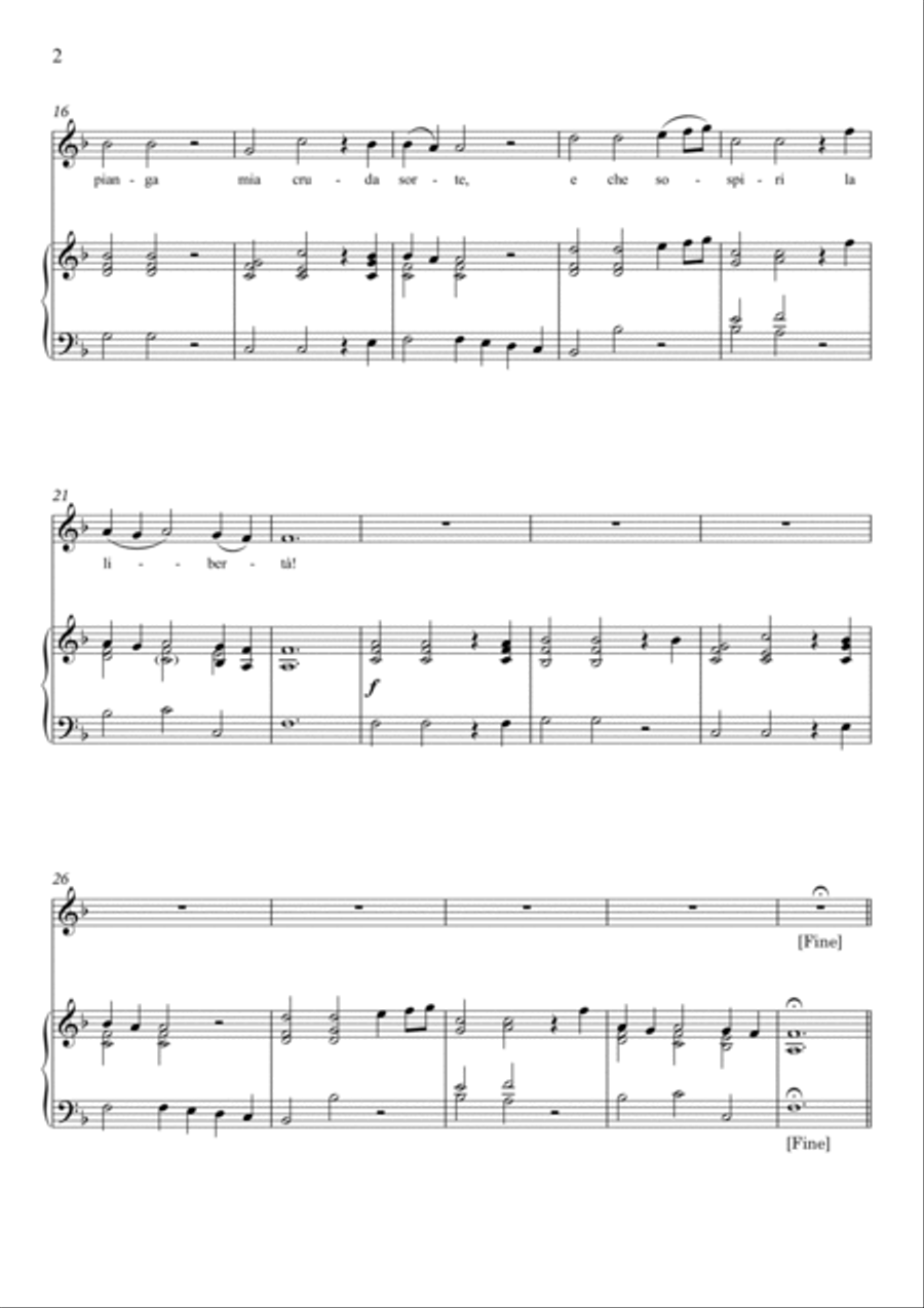 Lascia ch'io pianga (for Voice and Piano) Original Key F major High Voice scores gallery preview page 2