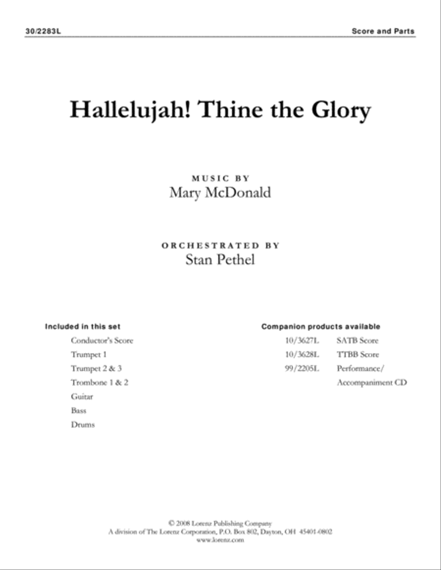 Hallelujah! Thine the Glory - Brass and Rhythm Trombone scores gallery preview page 1