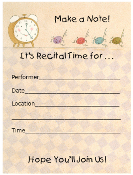 Recital Invitations - Make a Note!