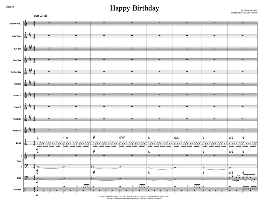 Happy Birthday Happy Birthday Jazz Ensemble scores gallery preview page 1
