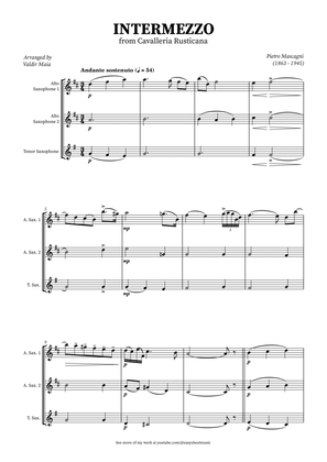 Intermezzo from Cavalleria Rusticana for Saxophone Trio (Two Alto, One Tenor)