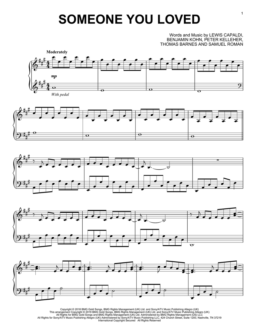 Someone You Loved Someone You Loved Piano Solo scores gallery preview page 1