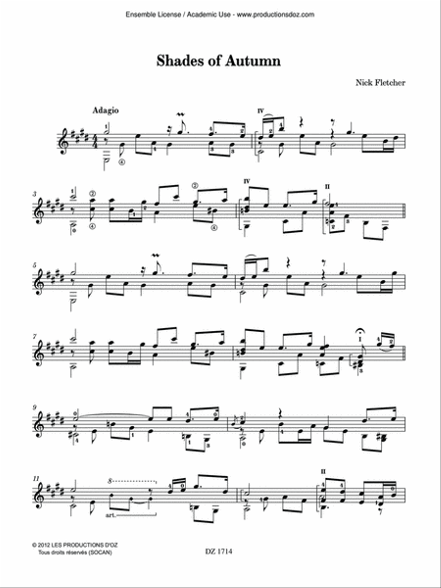 Shades of Autumn Classical Guitar scores gallery preview page 3