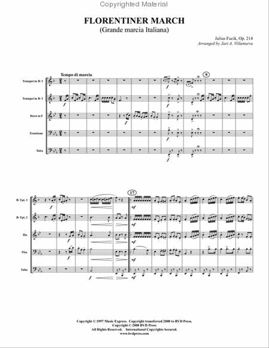 Florentiner March Brass Quintet scores gallery preview page 2