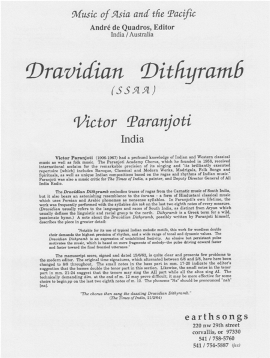 dravidian dithyramb SSAA scores gallery preview page 1