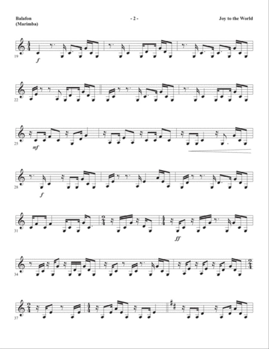 Joy to the World (arr. Heather Sorenson) - Balafon (Marimba) Choir scores gallery preview page 2