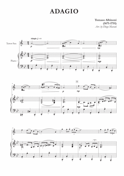 Albinoni's Adagio for Tenor Saxophone and Piano image number null