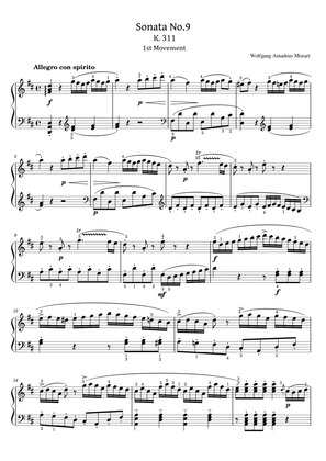Mozart - Piano Sonata No.9 in D major, K.311/284c - 1st Mov Original With Fingered - For Piano Solo