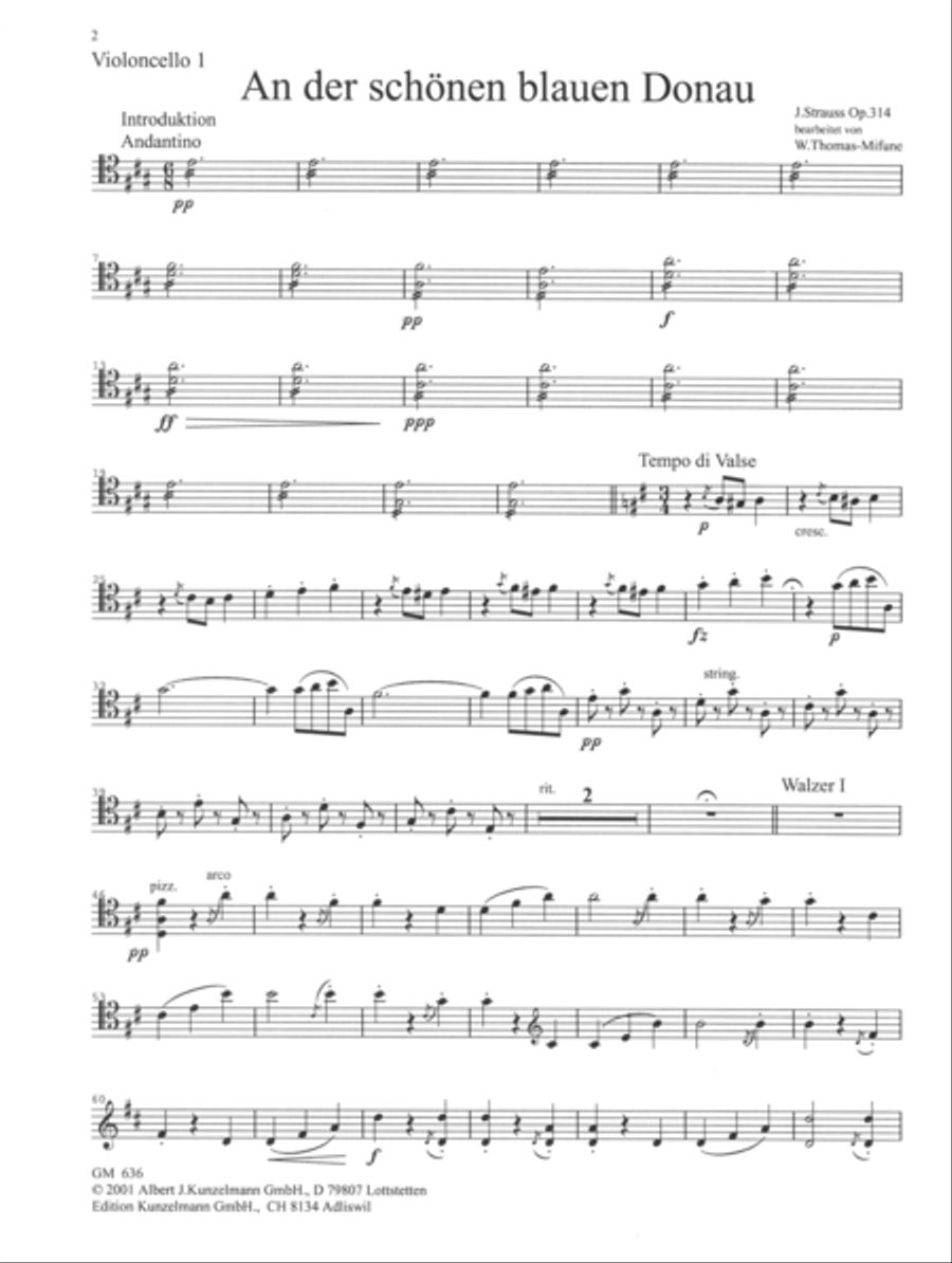 By the beautiful blue Danube Cello scores gallery preview page 2