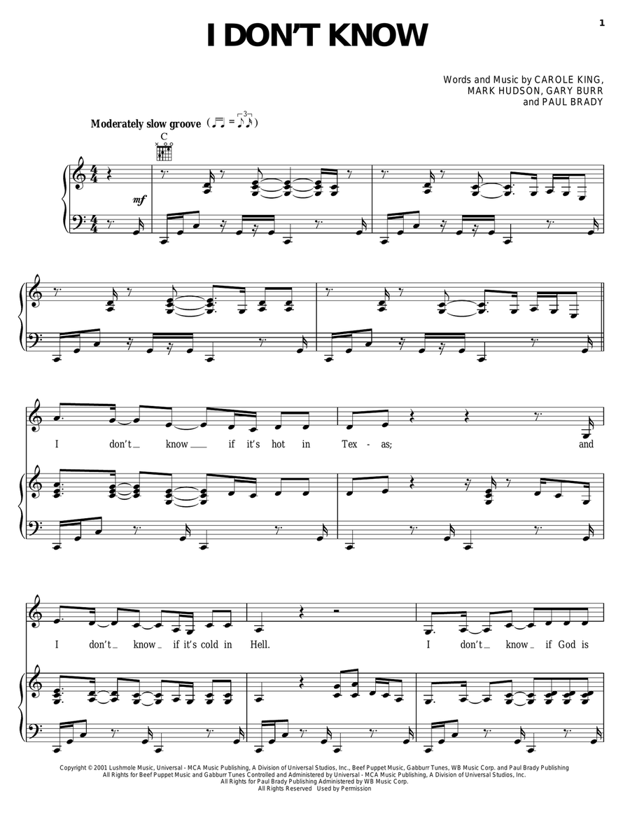 I Don't Know Acoustic Guitar scores gallery preview page 1