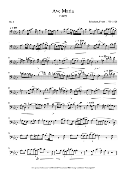 Schubert 8 Pieces for Trombone Posaune