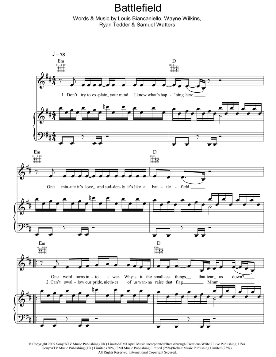 Battlefield Acoustic Guitar scores gallery preview page 1