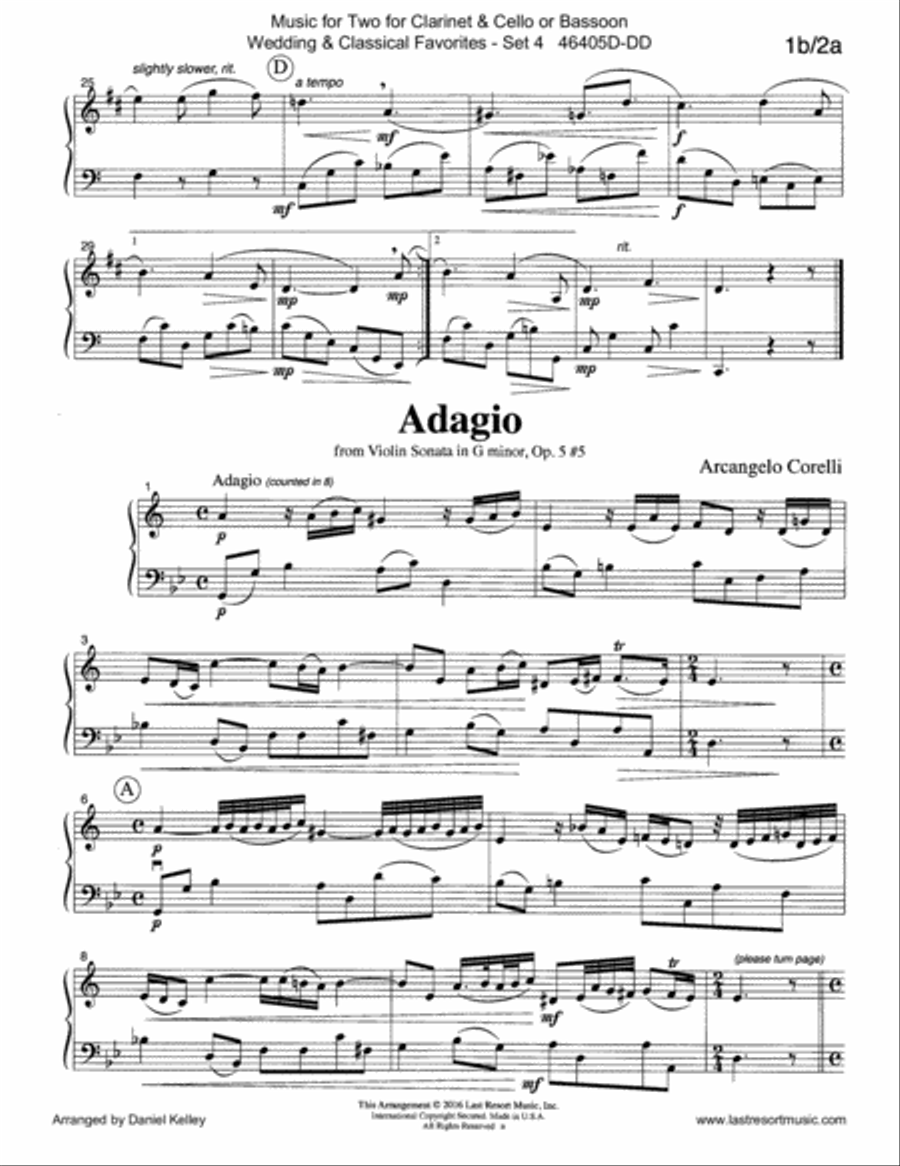 Music for Two Wedding & Classical Favorites for Clarinet & Cello or Bassoon - Set 4 Small Ensemble scores gallery preview page 5