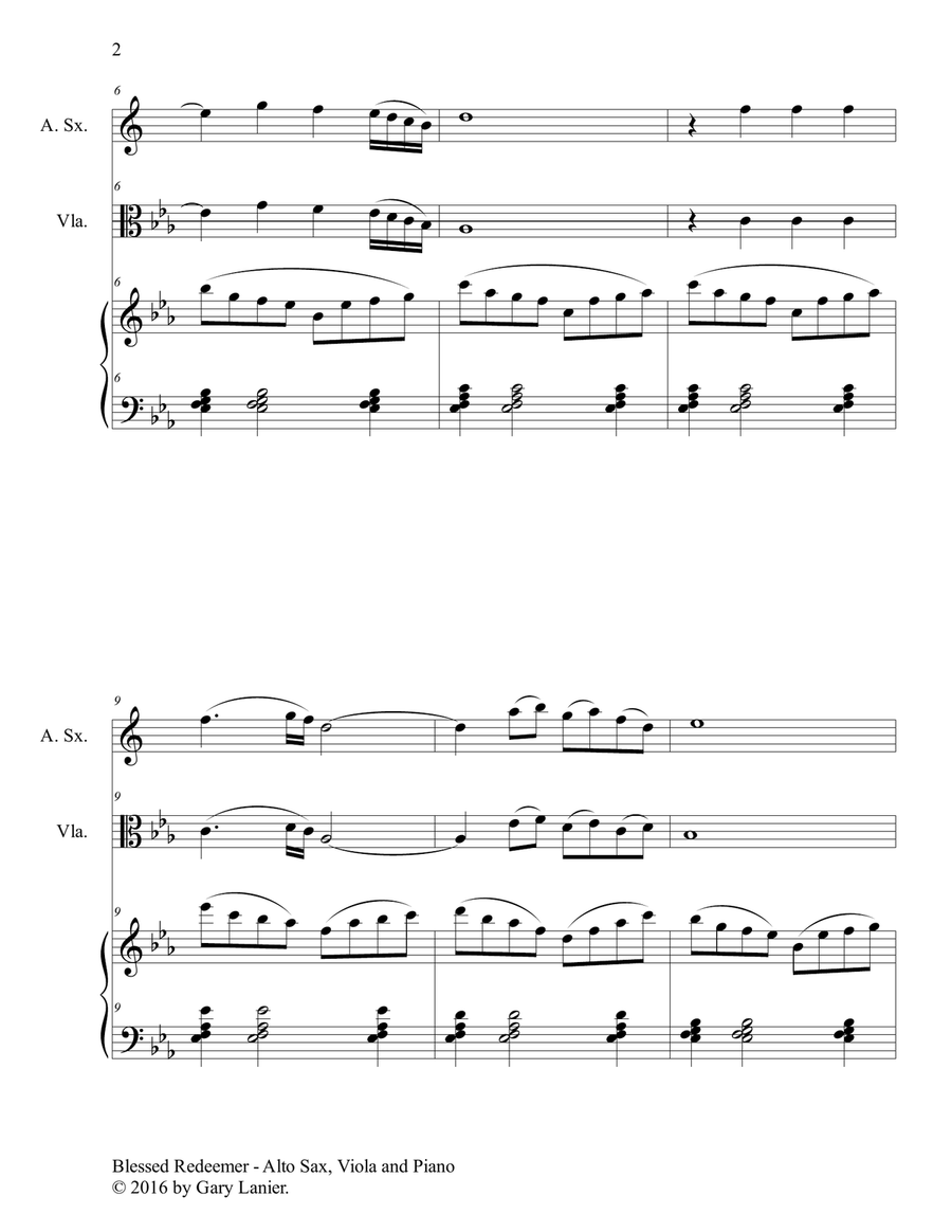 BLESSED REDEEMER (Trio – Alto Sax, Viola & Piano with Score/Parts) Alto Saxophone scores gallery preview page 3